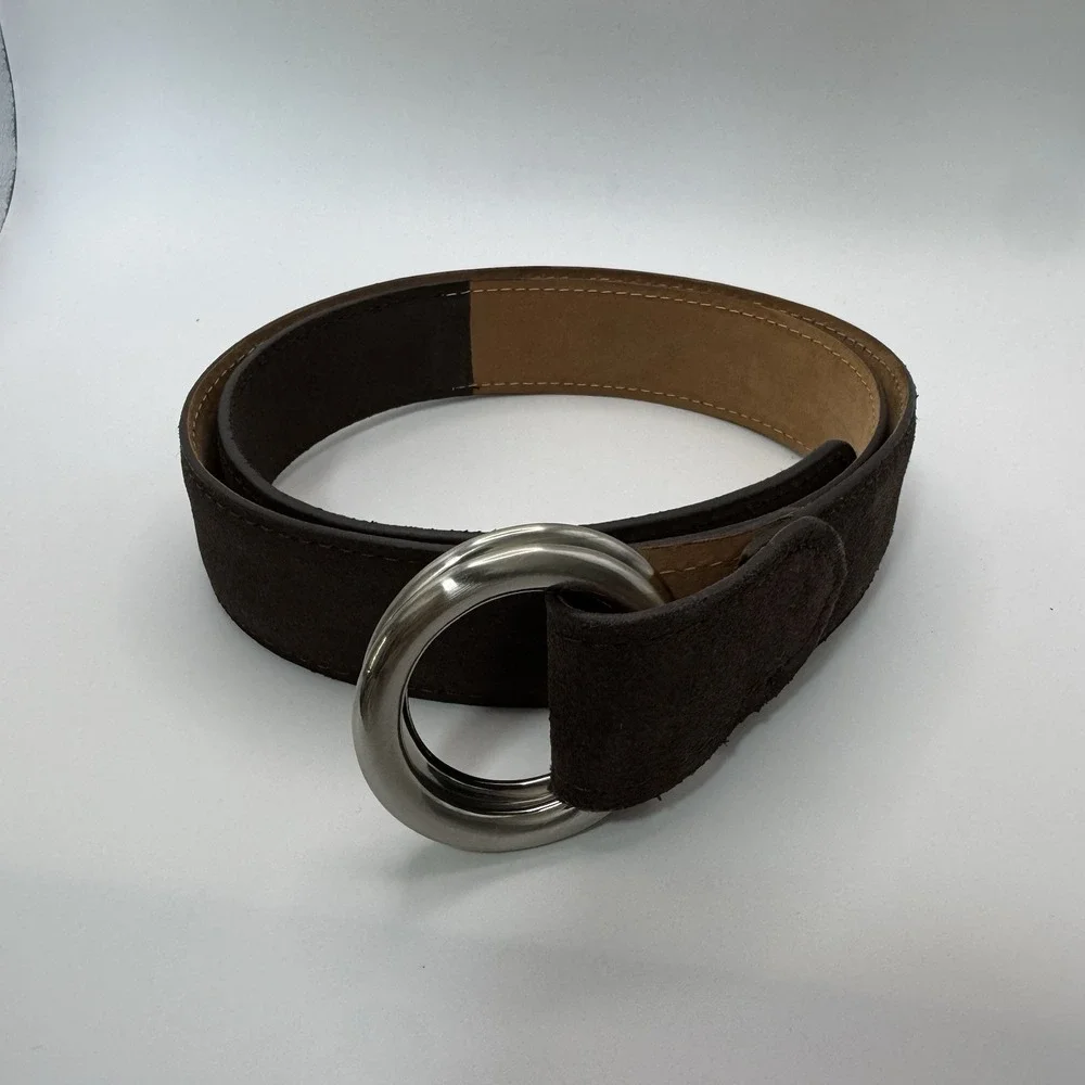 W Kleinberg Brown Suede Custom Leather Belt Belt Sz 33 NWOT Loop Buckle‎ Lux